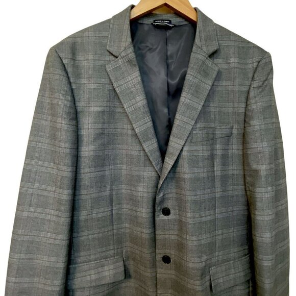 Nautica Mens Blazer 44L Gray Glen Plaid All Season Sportcoat Polyester Blend All - Picture 2 of 12